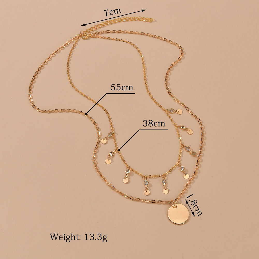 Colliers Vintage avec pendentif en forme de gaufrette pour femmes, ornement en strass, à la mode