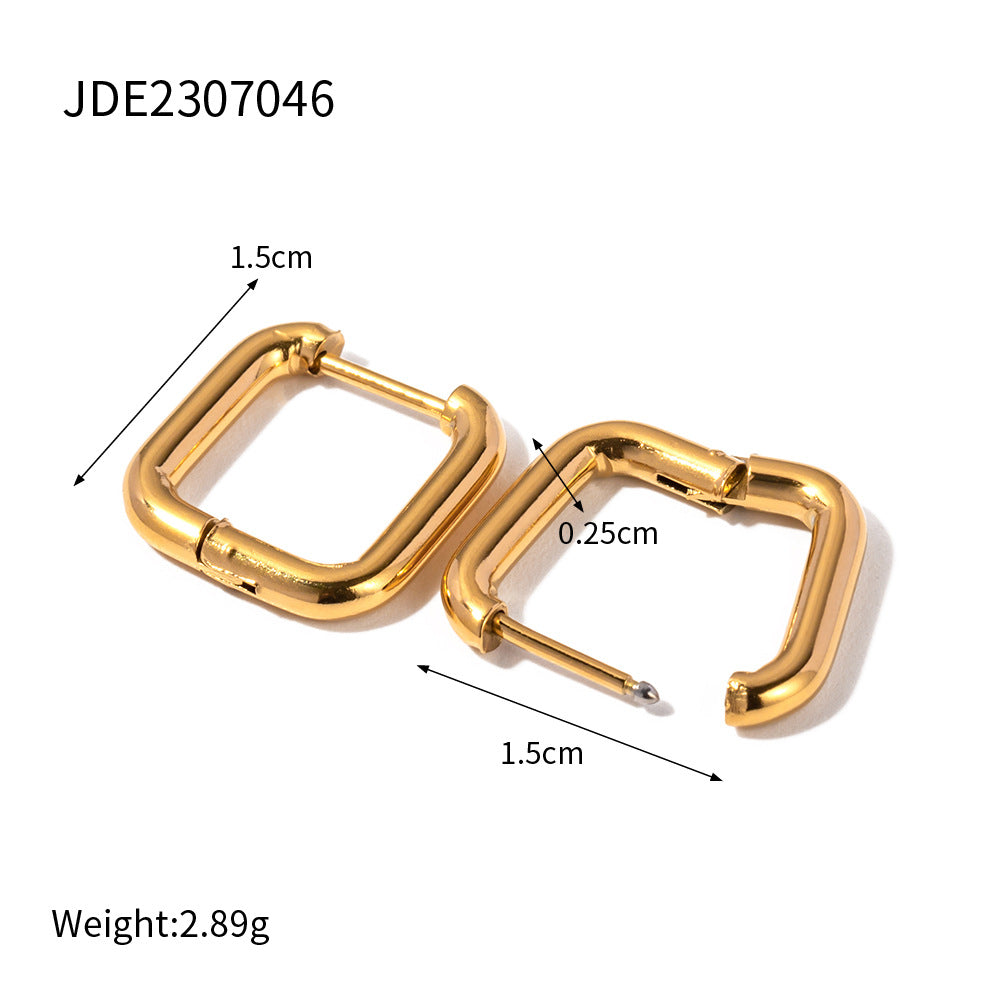 Women's Style Elegant Titanium Steel Stainless Gold Earrings