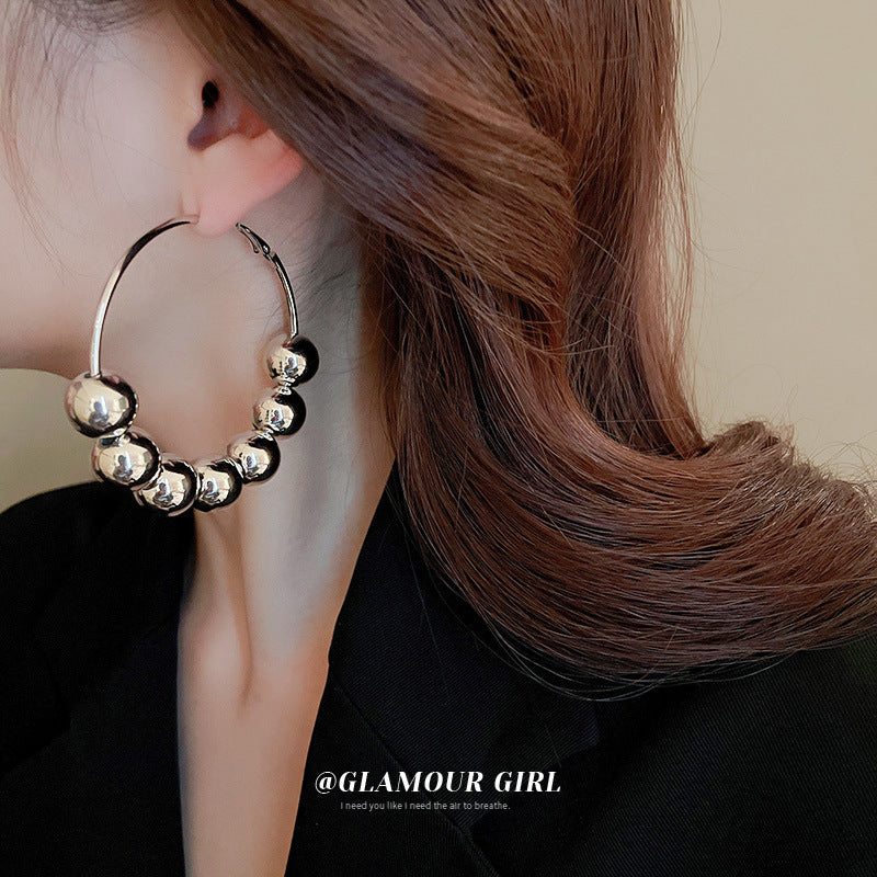 Exaggerated Sliding Ball Bead Affordable Luxury Fashion High Earrings