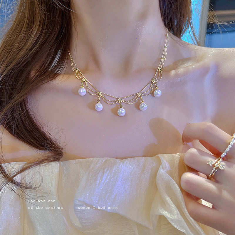 Vintage perle gland femme été léger luxe avancé colliers