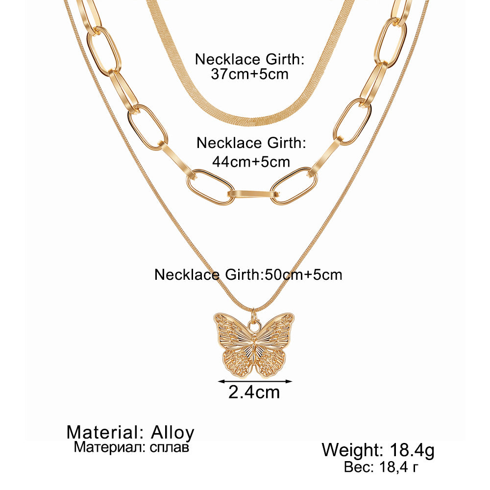 Colliers de costume uniques en chaîne de clavicule papillon pour femmes