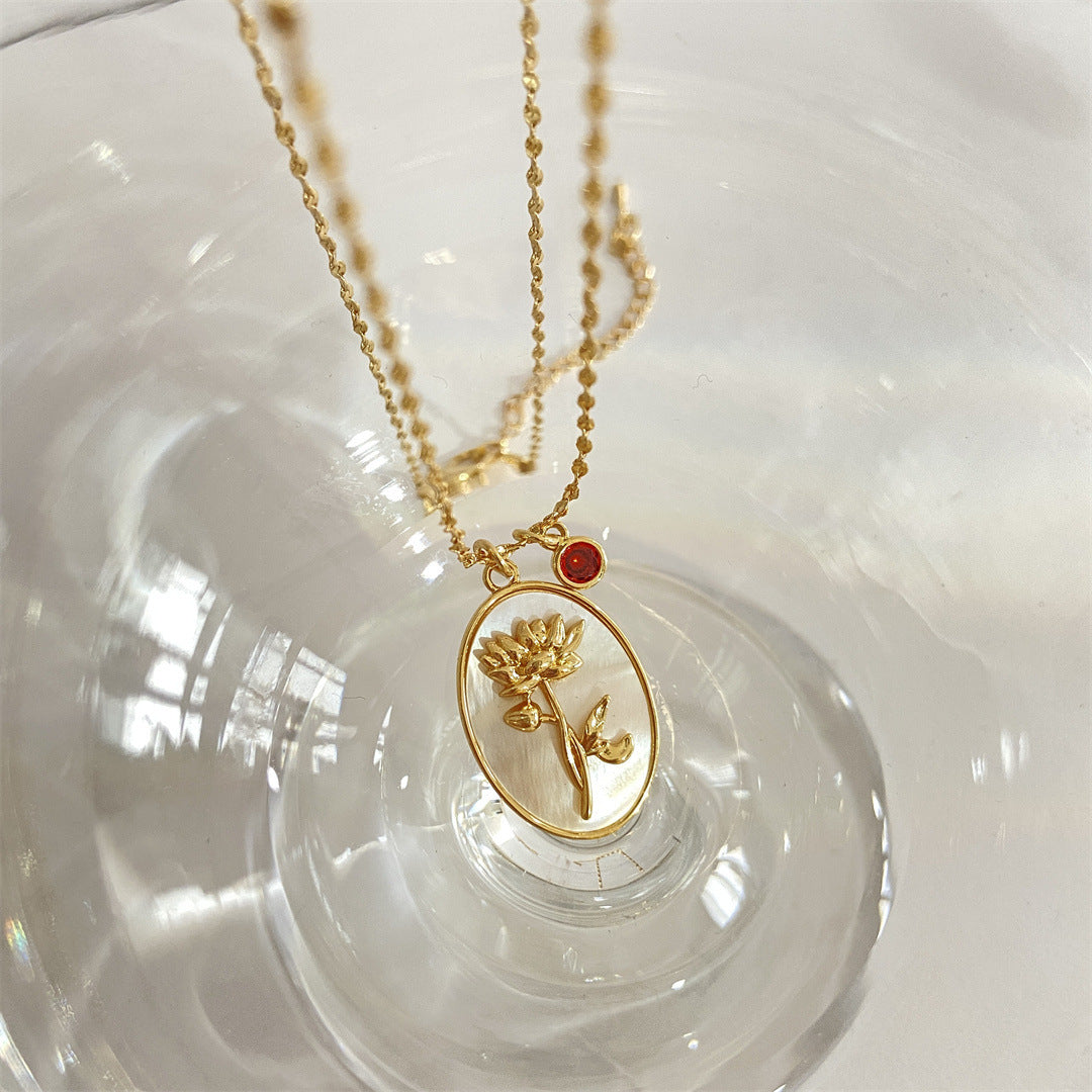 Colliers à pendentif en coquillage ovale tridimensionnel, fleur de décembre pour cheveux