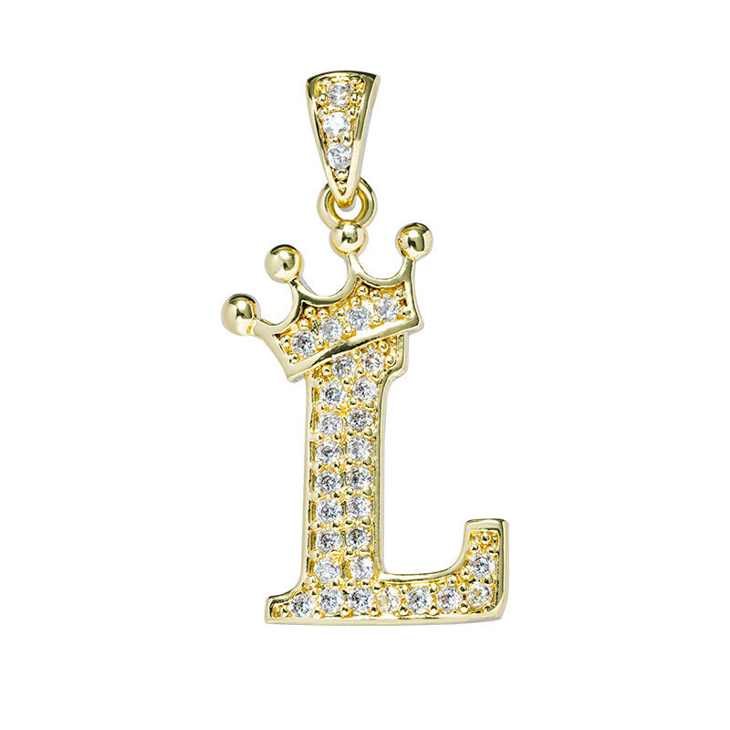 English Letters Full Diamond Pendant Simple Necklaces