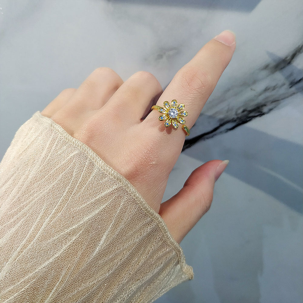 Rotatable Daisy Flower Wind Opening Adjustable Rings