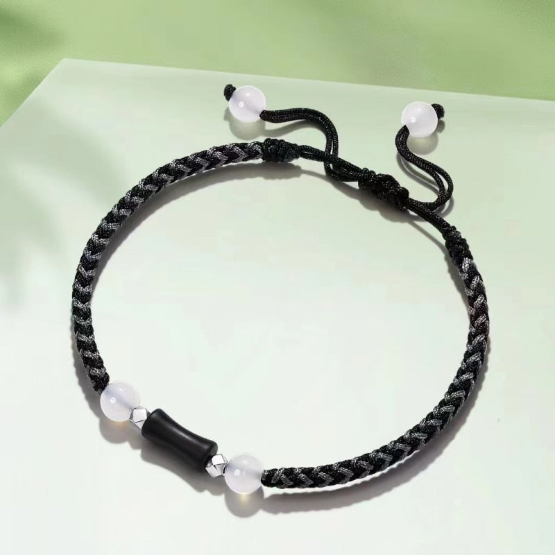 Handgefertigte Hochhaus-Armbänder aus natürlichem schwarzem Achat-Bambus