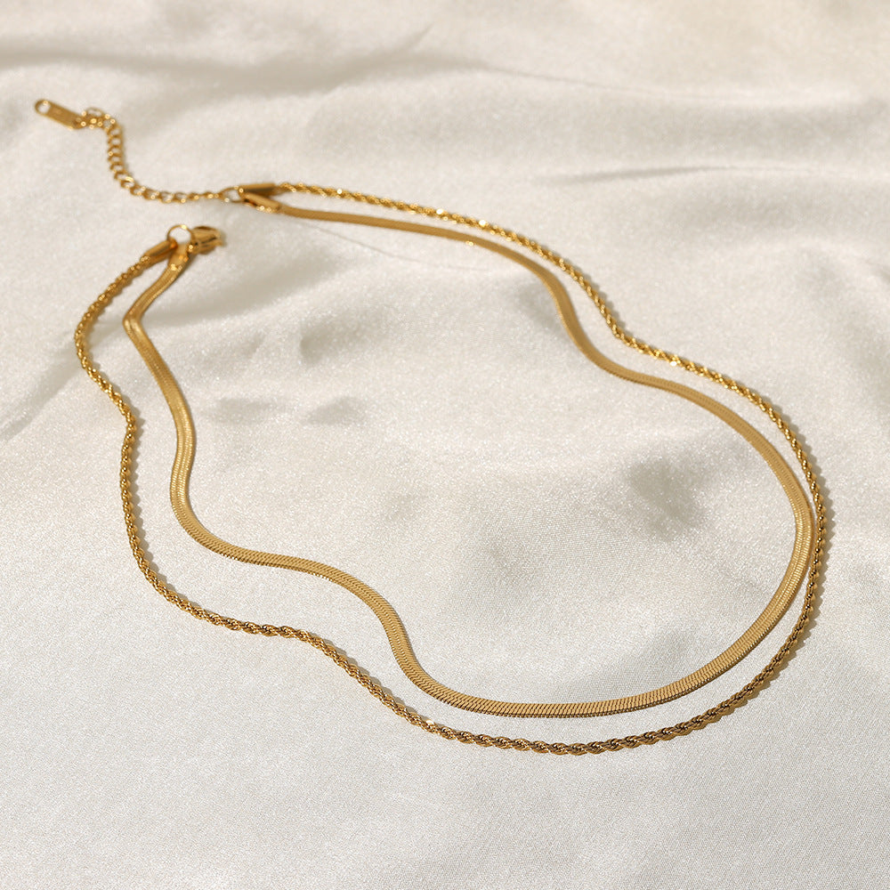 Bijoux classiques simples pour femmes, chaîne à lame plaquée or, comme des colliers