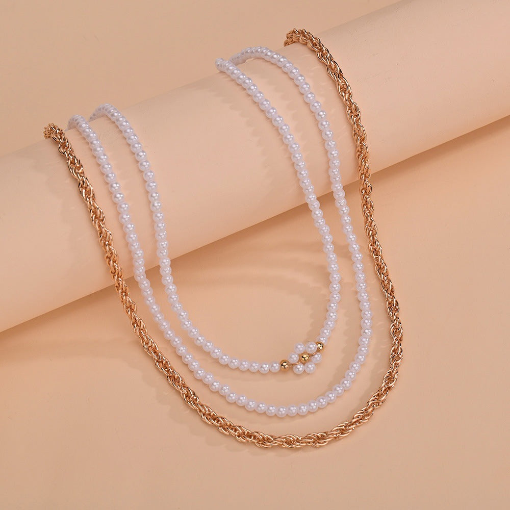 Women's Ornament Personality Pearl Flower Chain Elegant Necklaces