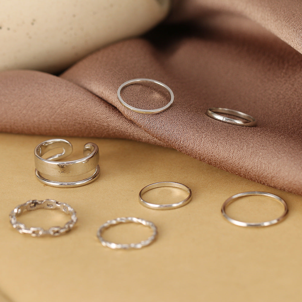 Simple Twin Style Chain Personality Suit Rings