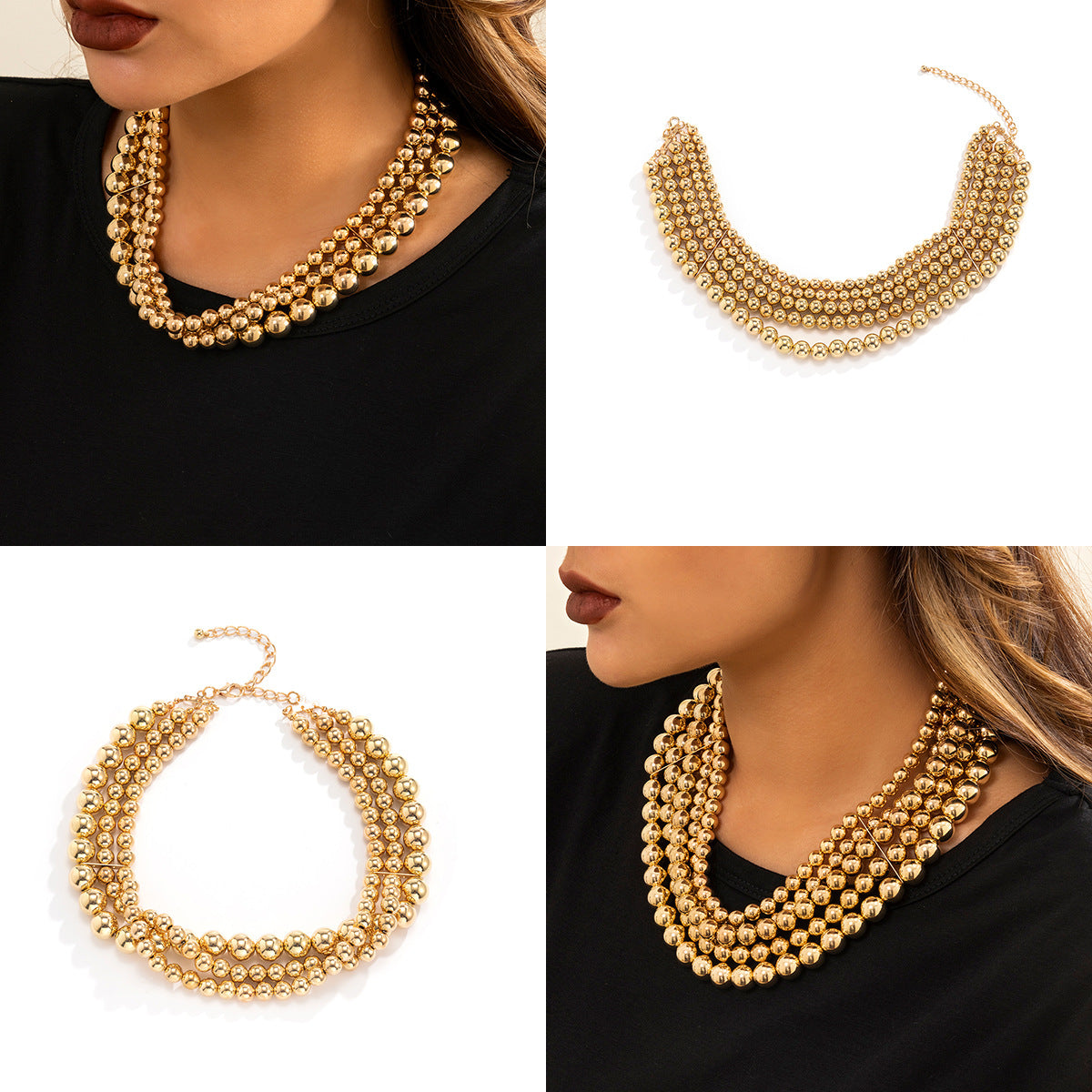 Colliers simples à perles pour femmes, ornement exagéré, jumeaux, Punk, minorité