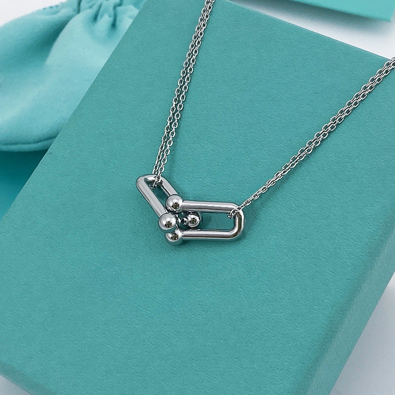 Damen-Diamant-Hufeisen-Schlüsselbeinkette, vielseitige Persönlichkeitshalsketten