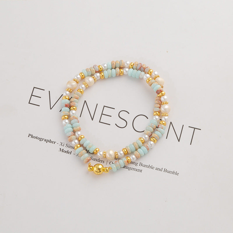 Women's Stone Colorful Pearl Glaze Dopamine Beaded Bracelets