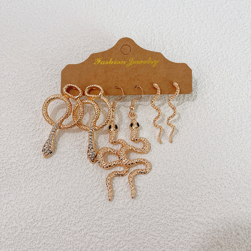 Variety Of Snake Suit Exaggerated Personalized Golden Earrings