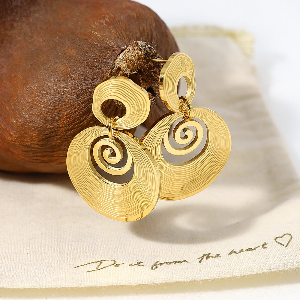 Gold Plated Titanium Gold Earrings Texture Gold-plated Stainless