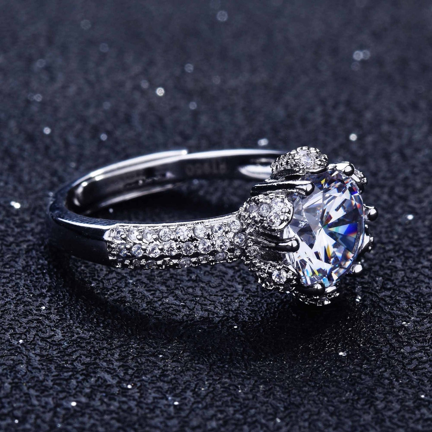 Women's Live Plating Imitation Moissanite Eight Hearts And Arrows Rings