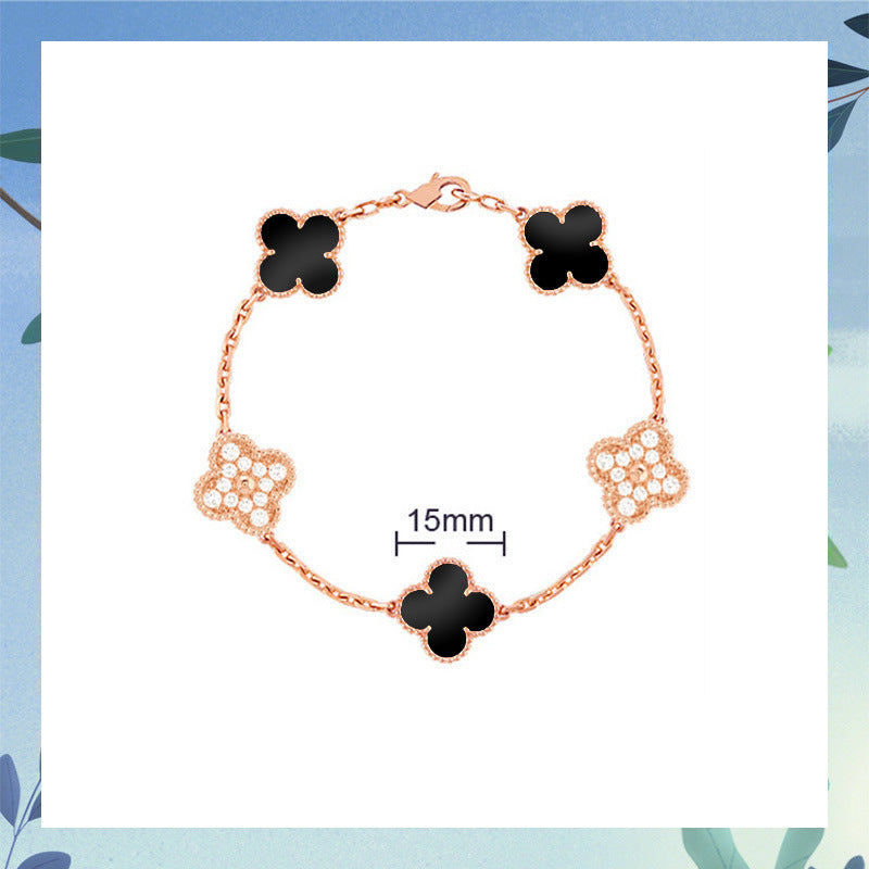 Red Agate Clover Female Pork Belly White Shell Bracelets