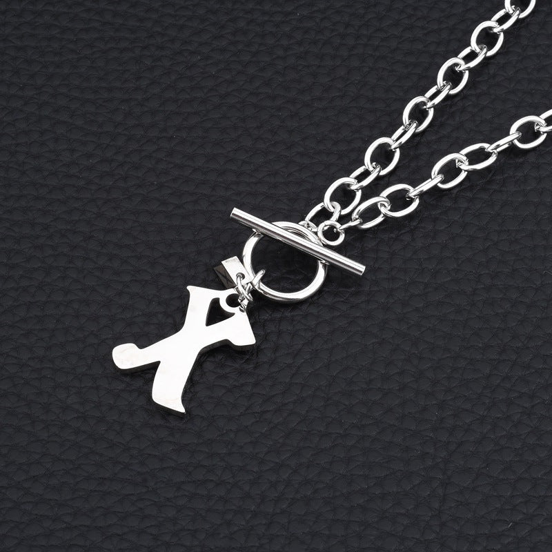 Chaîne de clavicule pendentif anglais colliers en acier titane