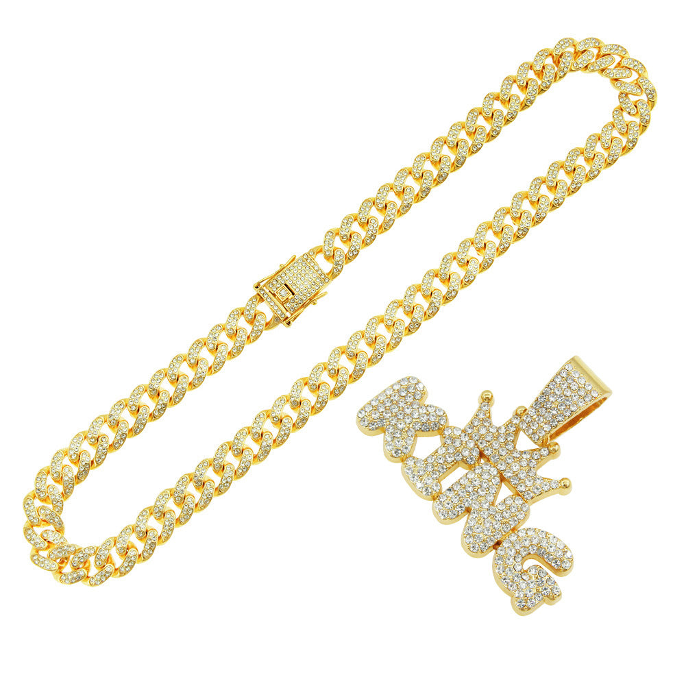 Letter Pendant Male Cuban Link Chain Necklaces