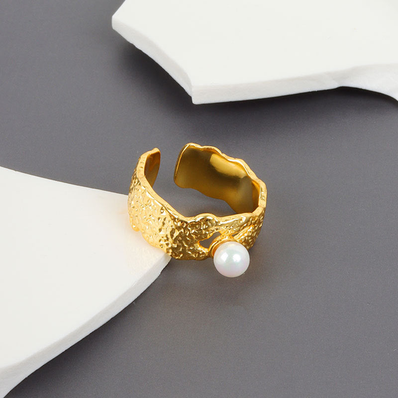 Texture Pearl Female Cold Wind Retro Rings