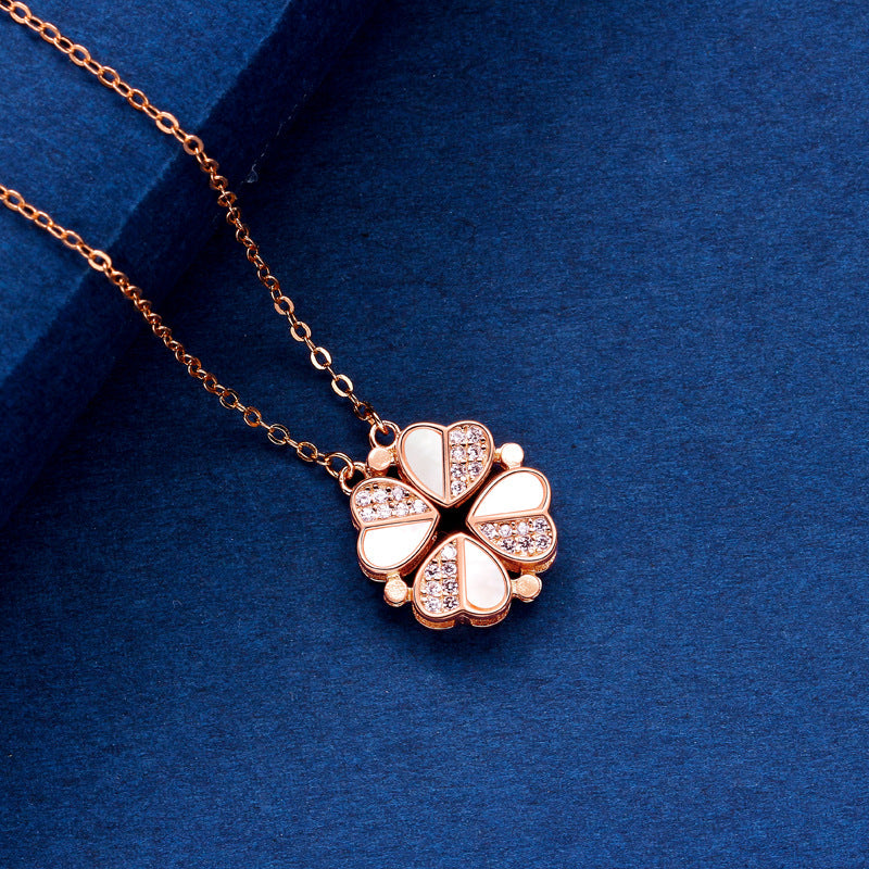 Women's For Heart-to-heart Open And Close Clover Fashion Folding Necklaces