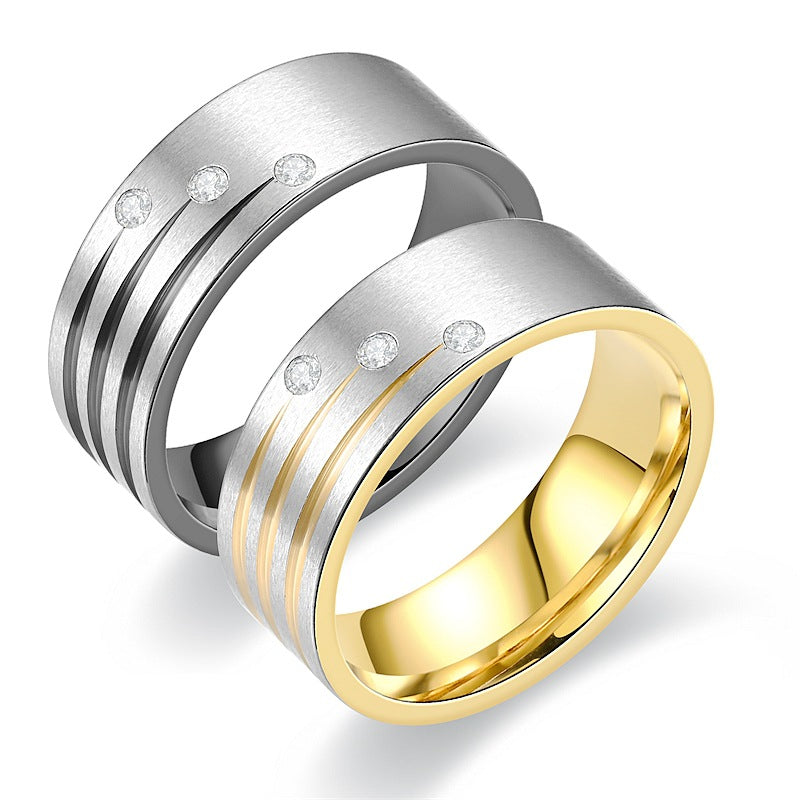 Bagues raffinées en acier titane pour couple, style coréen