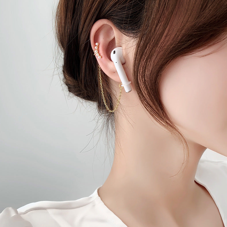 Chaîne de casque, Clip d'oreille femelle, boucles d'oreilles sans fil