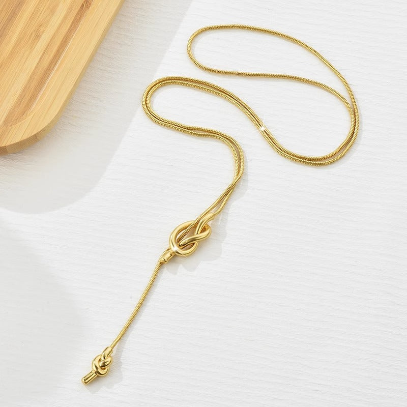 Fashion Vintage Golden Long Sailor Knot Sweater Necklaces