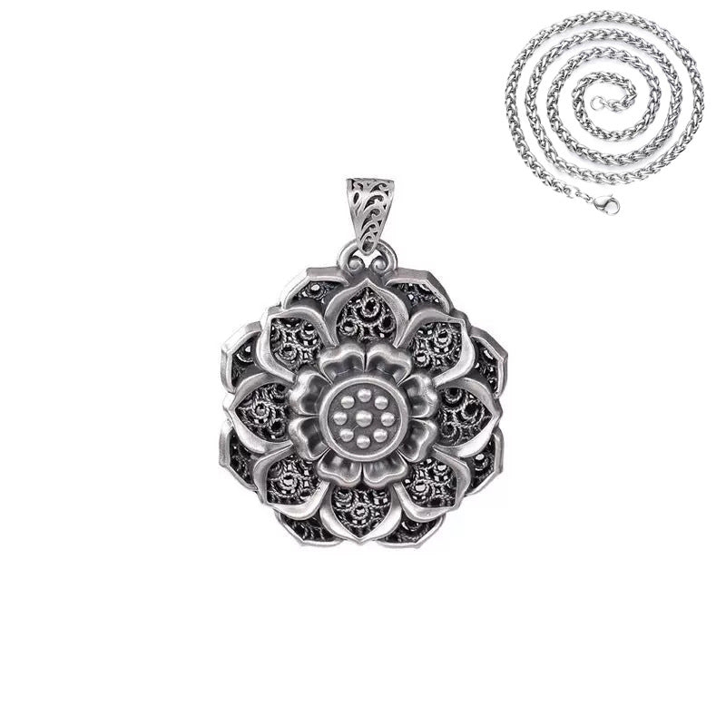 Colliers longs en chaîne de pull Lotus Vajra Pure Sier pour femmes