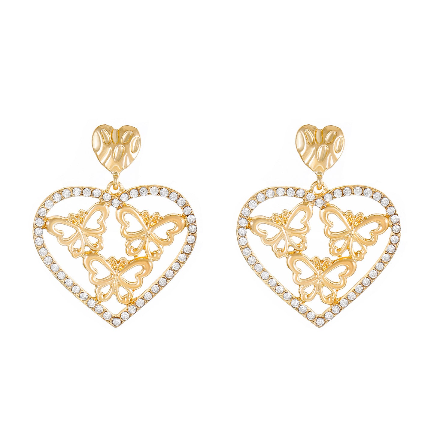 Light Extravagant Love Heart Elegant Retro Palace Style Hollow Earrings