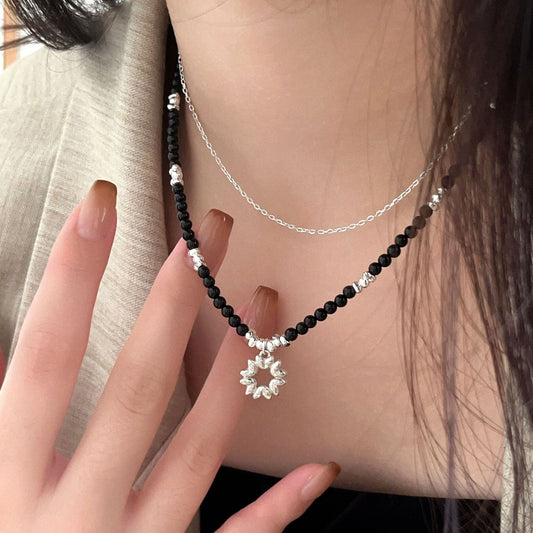 Women's Sier Sterling Stacked High-grade Sweater Chain Necklaces