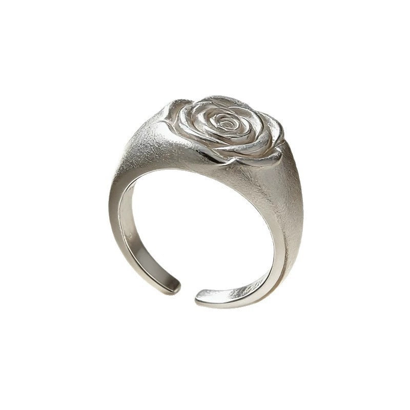 Sweet Cool Exquisite Rose Flower Female Fashion Temperament Entry Lux Rings