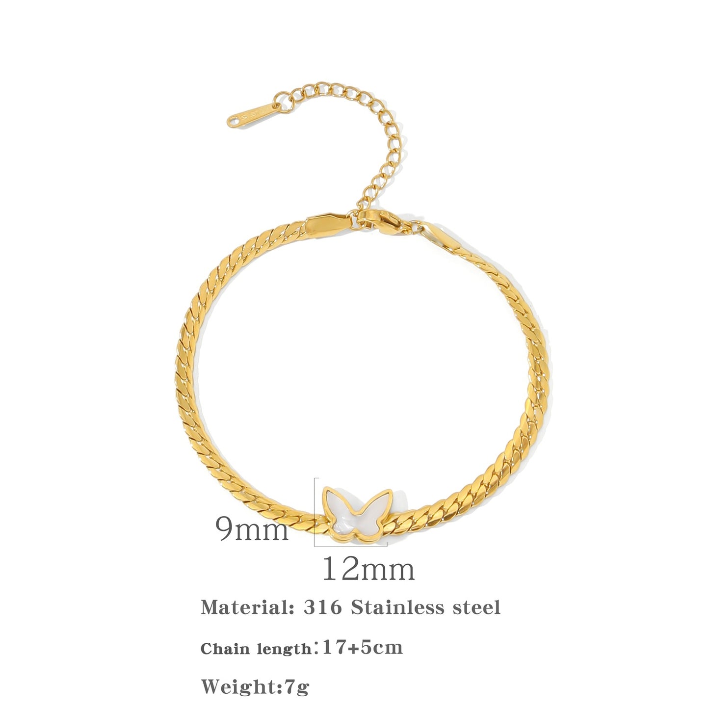 Schmetterlings-weiße Muschel-weibliche Nischen-einfache Armbänder ohne Verblassen der Farbe