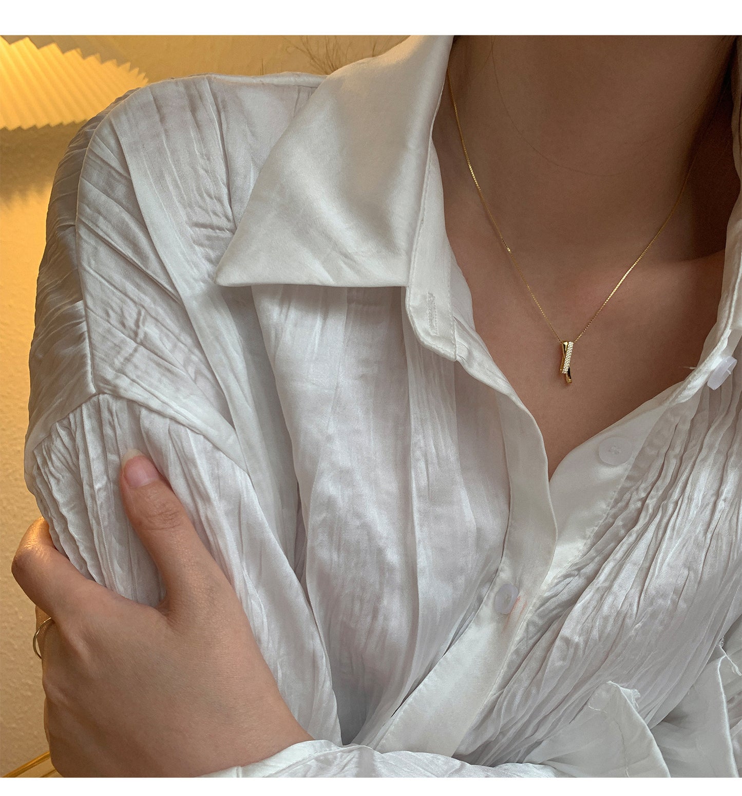 Women's Sterling Sier Geometric Buckle Simple Clavicle Chain Necklaces