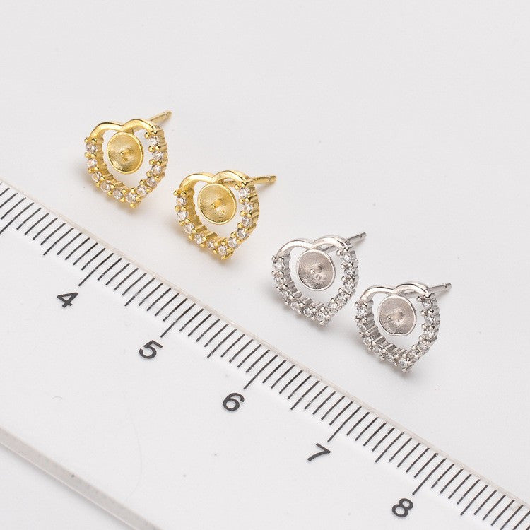 Women's Sterling Sier Natural Freshwater Pearl Heart-shaped Ear Earrings