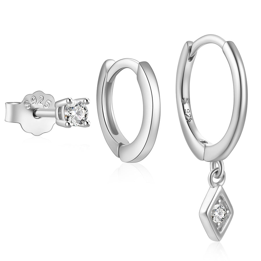 Sier Everyday Style With Diamond Eardrop Earrings