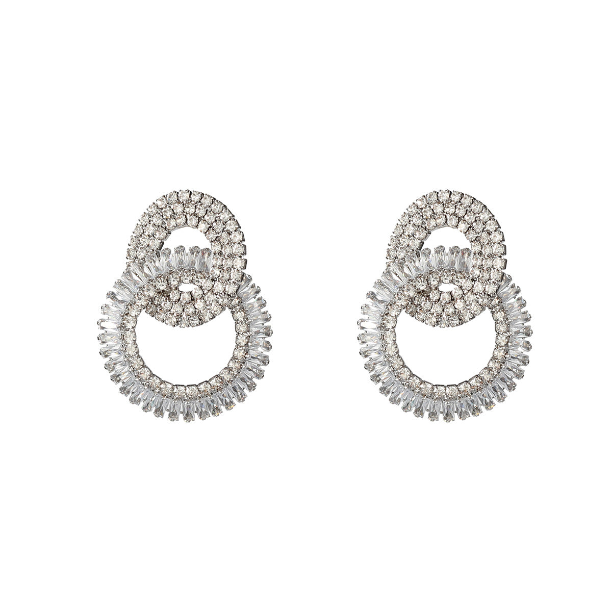 With Zircon Full Diamond Round Bride Earrings