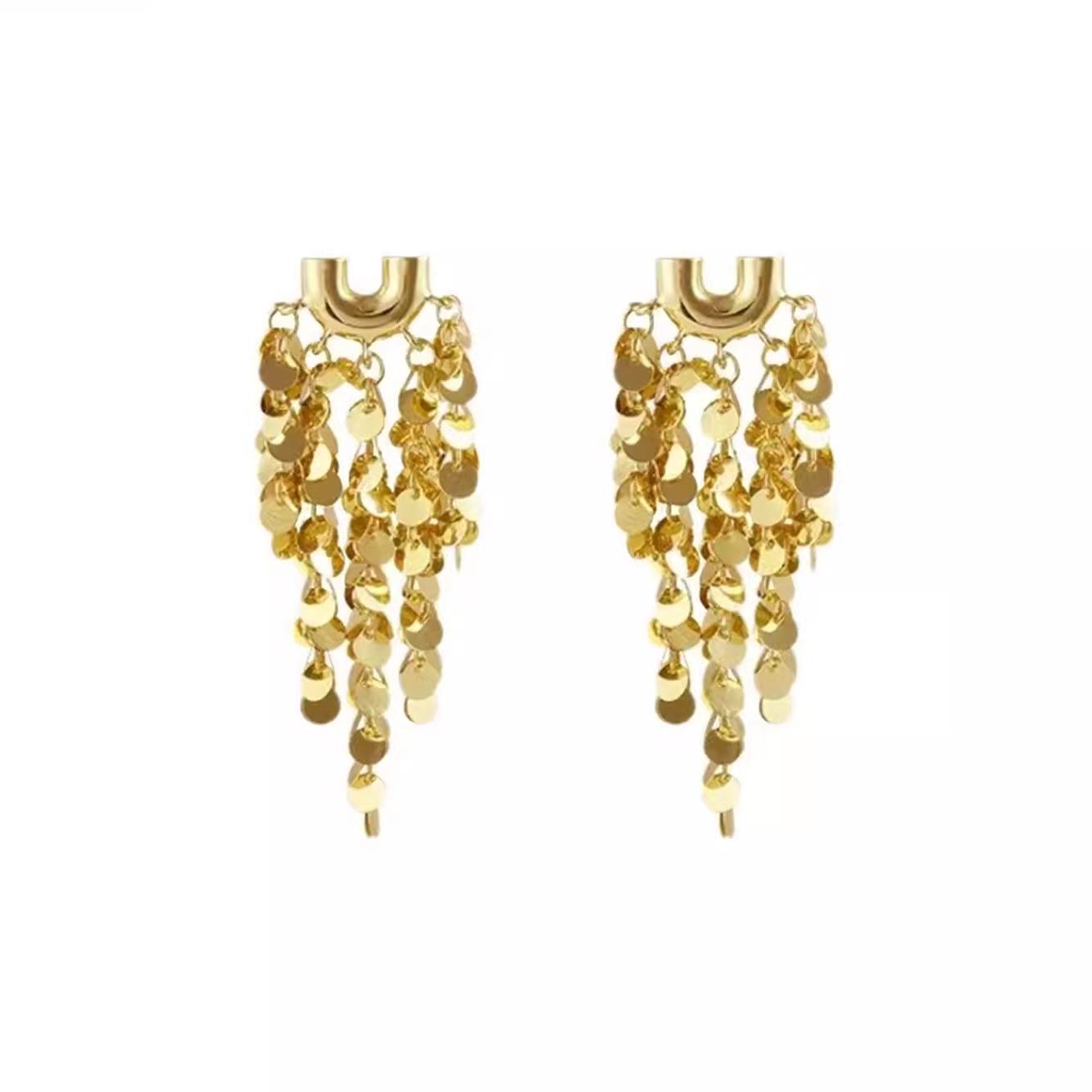 Women's High-grade Metal Sequins Tassel Light Luxury Fashion Stud Earrings