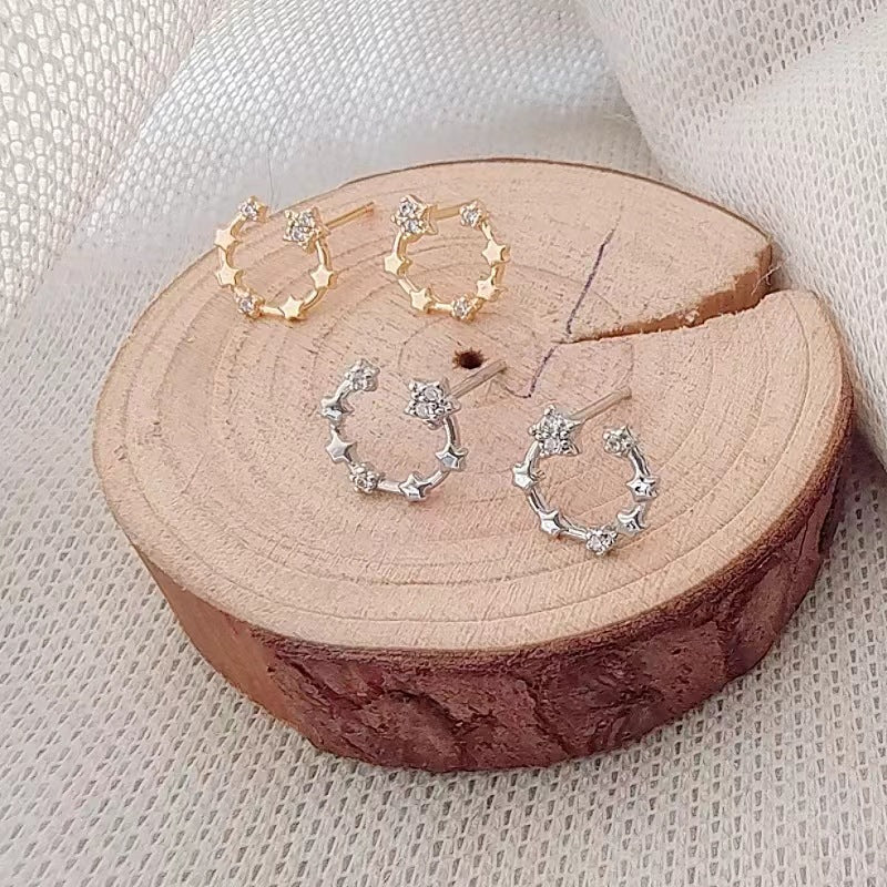 Star der Damen für trendiges Nischendesign, moderne Silber-Pin-Ohrringe