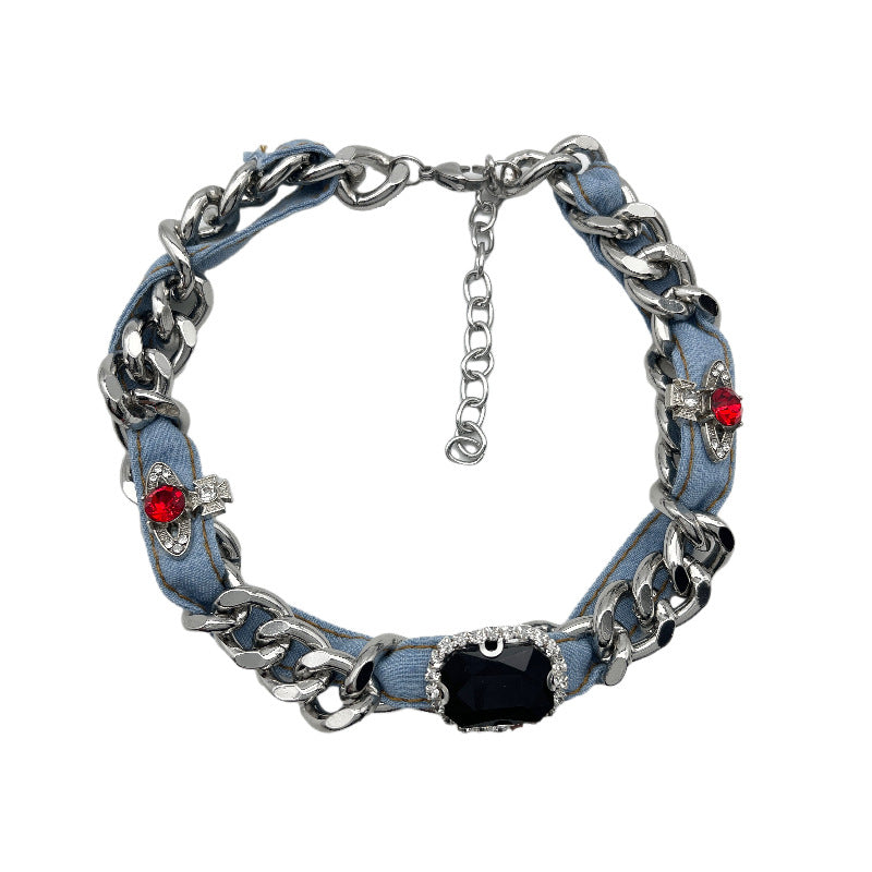 Red Sapphire Element Hip Hop Style Necklaces