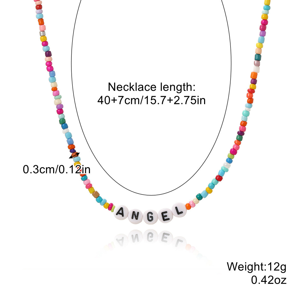 Colliers de perles de couleur exquises avec lettres d'ornement d'été