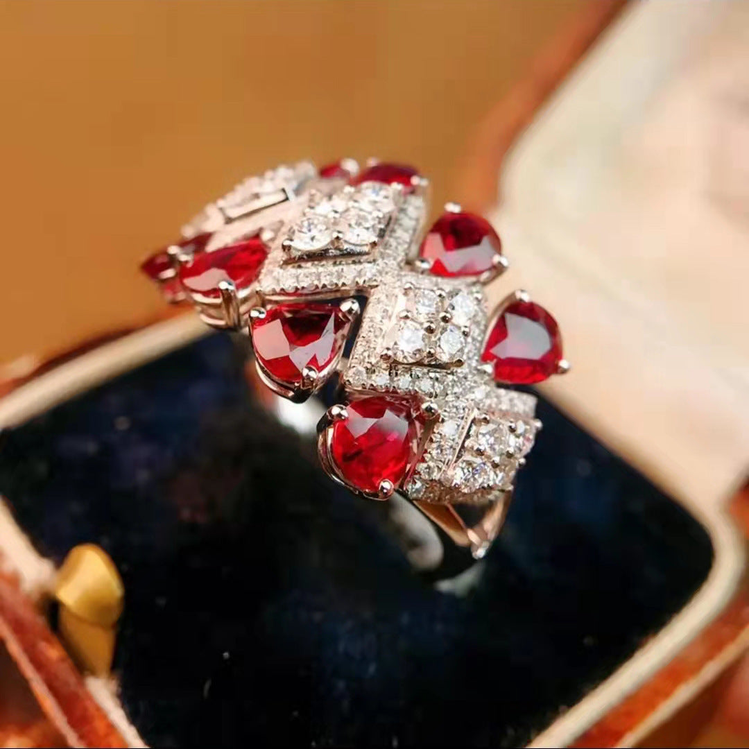 Simulation Ruby Banquet Wedding Cocktail Ball Rings