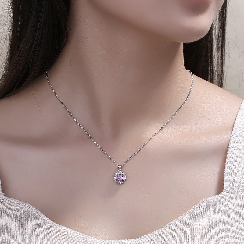 Fashion Zircon Round Colored Gems Female High Necklaces