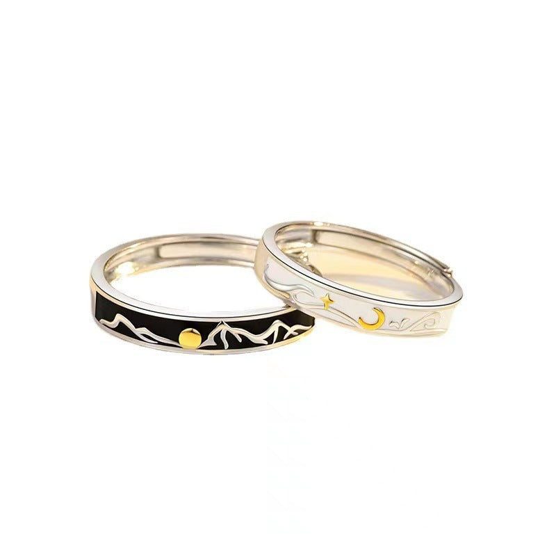 Women's & Men's & Sunset And Moon Couple Design Personality Rings