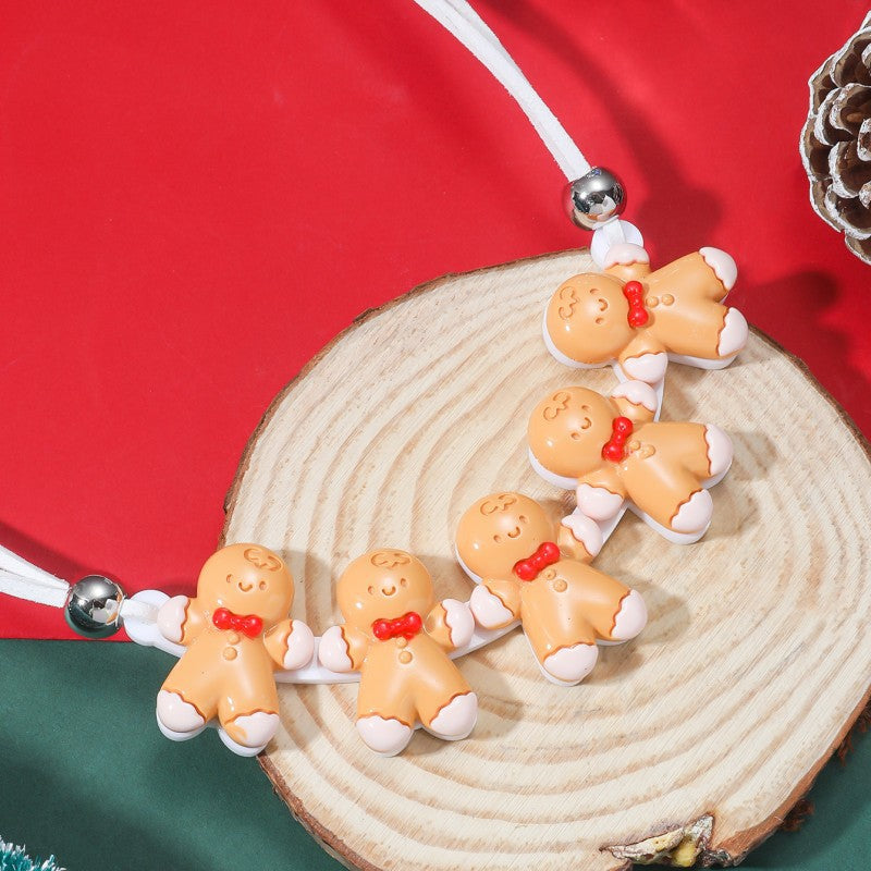 Creativity Santa Claus Gingerbread Man Bell Necklaces