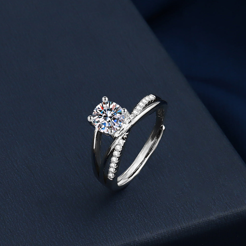 Welfare Inlaid Craft Shiny Diamond Adjustable Opening Wind Fashion Rings