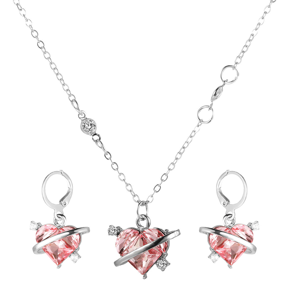Colliers femme coeur de pêche rose Love Planet