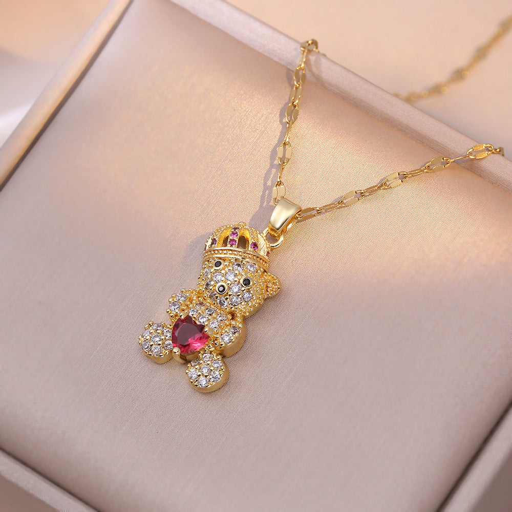 Coeurs ours Zircon brillant diamant abordable luxe mode Style colliers
