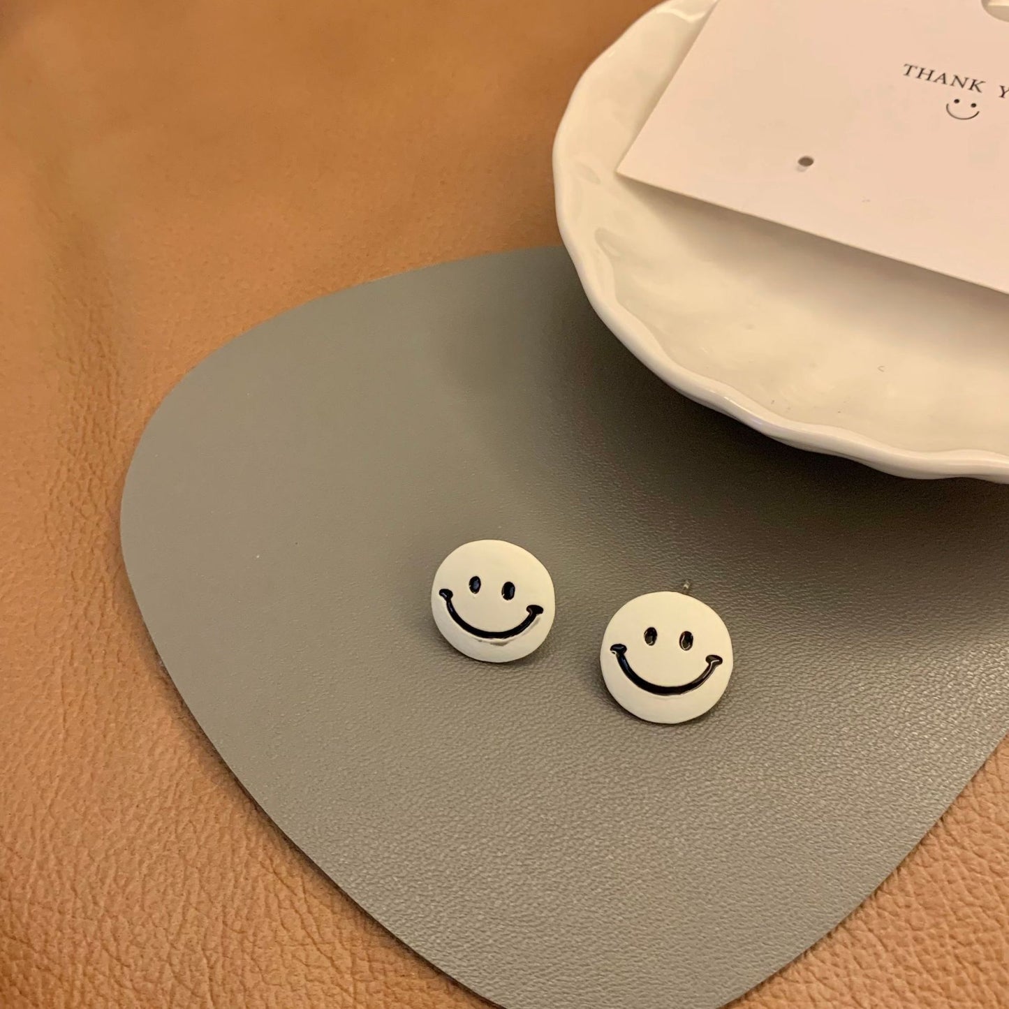 Sier Needle Simple Temperament Cartoon Smiley Face Fashion Earrings