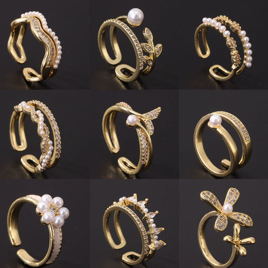 Women's Special Interest Light Luxury Design Pearl Fashion Rings