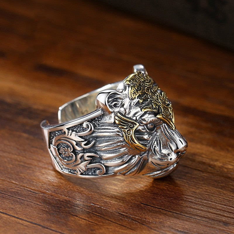 Men's Sier Tiger Head Trendy Adjustable Mouth Hip Rings