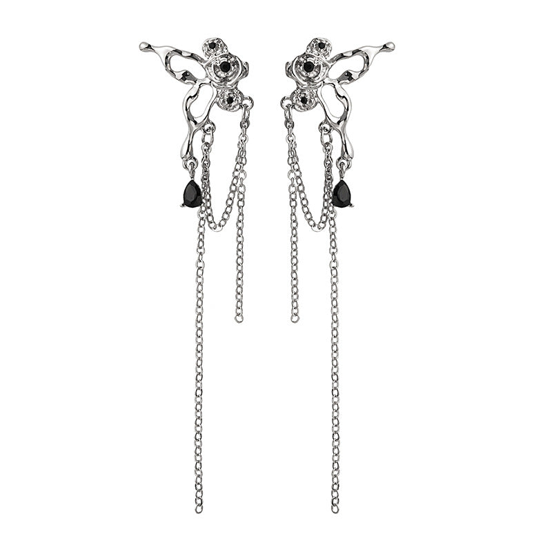 Boucles d'oreilles chaudes de conception de niche en métal de papillon liquide creux